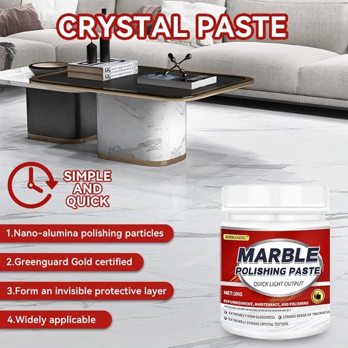Granite Polishing Paste, Marble Cleaner Countertop, Quartz Polish, Granite Polishing Kit | Marble Cleaner and Polish - Enhances Shine & Maintenance, Safe for Stone Surfaces, 2.2LB (2 - PCS)