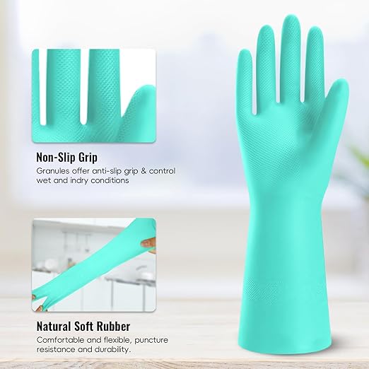 KAQ Rubber Cleaning Gloves for Dishwashing: 4 Pairs Colorful Reusable Kitchen Gloves for Household Washing Dishes - Non-Slip and Flexible for Women - Small