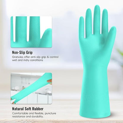 KAQ Rubber Cleaning Gloves for Dishwashing: 4 Pairs Colorful Reusable Kitchen Gloves for Household Washing Dishes - Non-Slip and Flexible for Women - Small