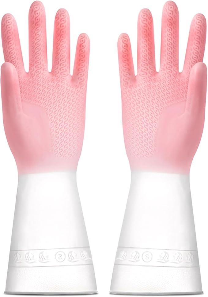 1 pair Reusable Household Gloves, Rubber Dishwashing gloves,Kitchen Cleaning, Working, Painting, Gardening, Pet Care