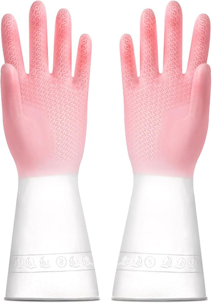 1 pair Reusable Household Gloves, Rubber Dishwashing gloves,Kitchen Cleaning, Working, Painting, Gardening, Pet Care