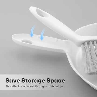 NACENA Handheld Dustpan and Broom Set – Mini Compact Brush Combo for Desktop, Sofa, Car & Kitchen Crumbs Small Cleaning Tool with Stiff Bristles, Grey