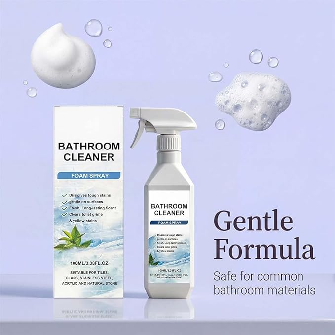 Scale Remover Bathroom Cleaner, Bathroom Cleaner Foam Spray for Tiles, Glass, Stainless, Steel, Acrylicand Natural Stone, 100ml (2)