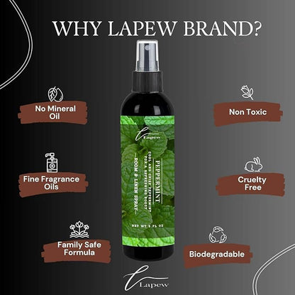 Lapew Room & Linen Spray | Fragrance Mist for Home, Car & Office | Fabric & Air Freshener | Neutralizing Mist | Made in USA | Peppermint