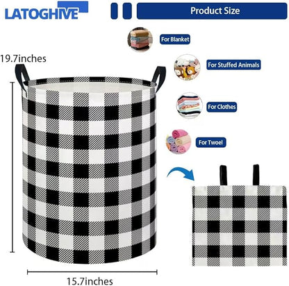 Baby Laundry Hamper kids laundry Basket Waterproof Laundry Bag for Bedroom Toy Clothes Organizer Room Décor(Checkered)