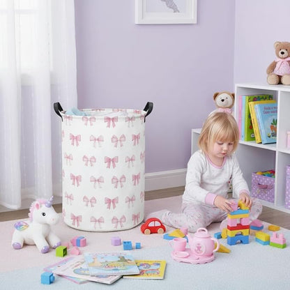 Baby Laundry Hamper kids laundry Basket Waterproof Storage Bin for Bedroom Toy Clothes Organizer Basket Woodland Animals Room Décor(Bowknot)