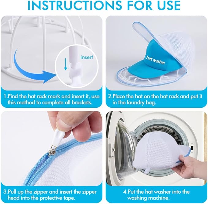 2Pcs Hat Washer Cage Hats Cleaner,Hat Washer for Washing Machine,Suitable for washing machines or dishwashers, various sizes of flat and curved baseball cap cleaning machines