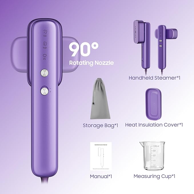 Travel Steamer for Clothes, 100–230V Dual Voltage 2-in-1 Handheld Garment Steamer & Iron, 15s Fast Heat-Up, 80ml Leak-Proof Tank, Large Ceramic Plate, Auto Shut-Off, Portable for Home & Travel