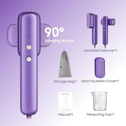 Travel Steamer for Clothes, 100–230V Dual Voltage 2-in-1 Handheld Garment Steamer & Iron, 15s Fast Heat-Up, 80ml Leak-Proof Tank, Large Ceramic Plate, Auto Shut-Off, Portable for Home & Travel