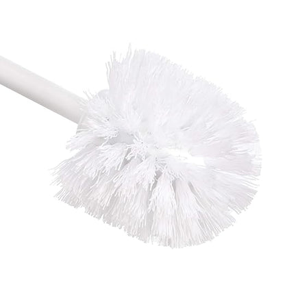 Amazon Basics Toilet Brush and Holder Set, Heavy-Duty Bristle Scrub Brushes with Non-Slip Handle, White, 4-Pack