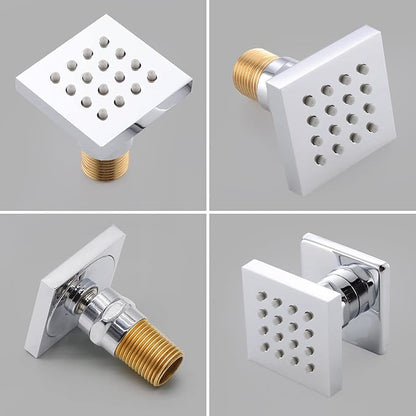 HOMEDEC 2inch Brass Shower Body Sprayer Jets Shower Head, Valve Needed (6pcs, Square-Chrome)
