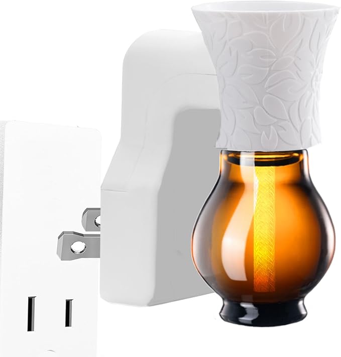 1 Pack Blank Plug-in Essential Oil Diffuser for DIY Characteristic Air Freshener from Natural Undiluted Essential Oil, EO+Water, Fragrance Refill for Plugins (1 Polarized Plug+1 Glass+1 Wick)