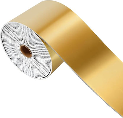 Self-Adhesive Wall Trim with Mirror Finish, 3.93" x 196.8" Peel and Stick PVC+XPE Wallpaper Borders, Waterproof Baseboard Cover for Bathroom, Kitchen, Bedroom, 1 Pc