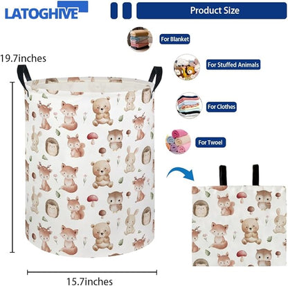 Baby Laundry Hamper kids laundry Basket Waterproof Laundry Bag for Bedroom Toy Clothes Organizer Room Décor(Mushroom Animal)
