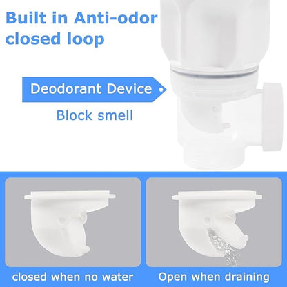 Bathroom Sink Drain Kit, Flexible P-Trap Sink Drain Pipe with Pop Up Stopper, Bathroom Sink Pipe Replacement Kit for 1-1/4'' & 1-1/2'' Holes, Anti-Clogging Stopper (White)