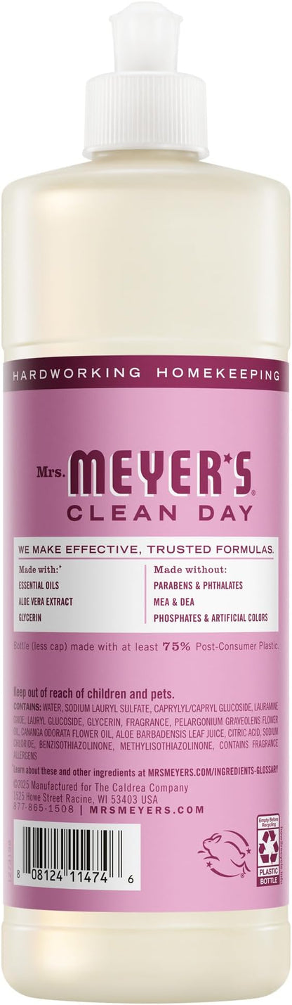 MRS. MEYER'S CLEAN DAY Liquid Dish Soap, Peony Scent, 16 Fl Oz Bottle