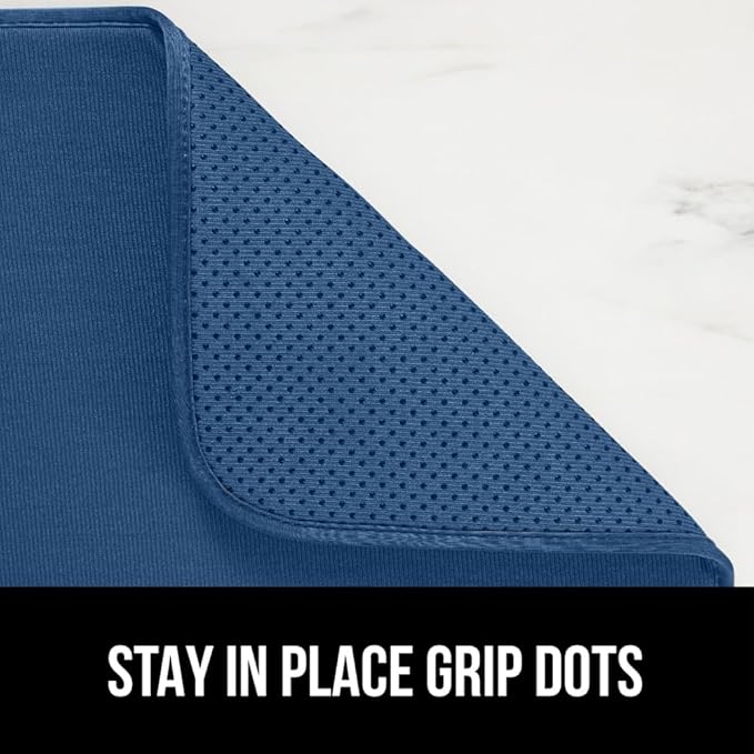 GORILLA GRIP Ultra Water Absorbent Microfiber Dish Drying Mat, Quick Dry Thick Mesh, Slip Resistant Pad for Sink Dishes or Under Rack, Kitchen Counter Accessories, Machine Wash, 18x16 Inch, Blue