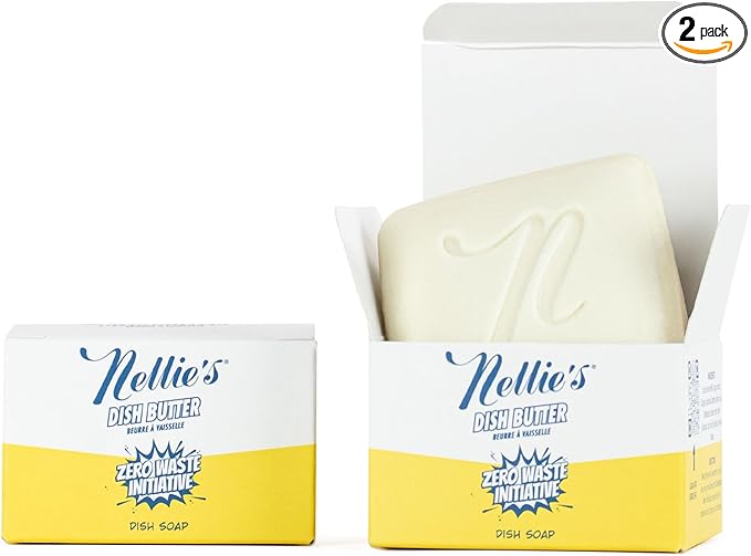Nellie's Dish Butter Refill - Semi-Solid Dish Soap Block Alternative - Light Lemongrass Scent - Easy Refill for Dish Butter Container - (2 Pack) - (Made in Canada)