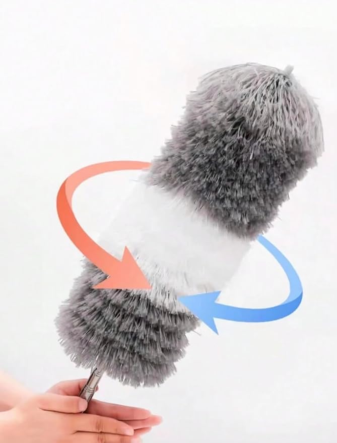 Extendable Microfiber Duster with Telescopic Handle, Gray