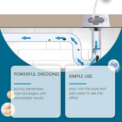 Powerful Pipe Dredging Agent For Kitchen And Toilet Pipelines, Pipeline Dredging Agent, Rapid-Foaming Drain Cleaner for Sink Bathtub Clogs - Heavy-Duty Pipe Maintainer Fast-Acting (2 Pcs)