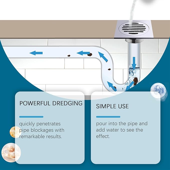 Powerful Pipe Dredging Agent For Kitchen And Toilet Pipelines, Pipeline Dredging Agent, Rapid-Foaming Drain Cleaner for Sink Bathtub Clogs - Heavy-Duty Pipe Maintainer Fast-Acting (3 Pcs)