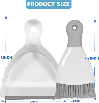 Mini Broom with Dustpan Combo Set Small Dust pan and Brush Set Quick Cleanup Tools for Kitchen Table Keyboards Pets Nest Sofa (Grey)