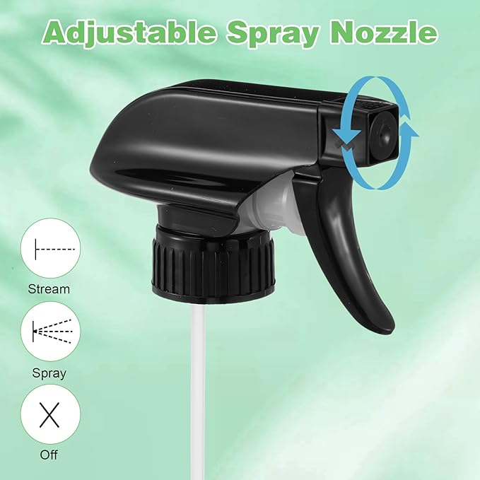 5PCS Replaceable Spray Bottle Nozzle, Mist/Stream Spray Nozzle, Black Plastic Sprays Bottle Tops Replacement for Home, Kitchen, Garden, and Office Cleaning Supplies, Fits 8oz and 16oz Sprays Bottles
