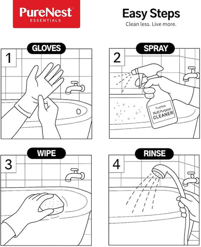 PureNest Heavy Duty Oil Stain Multi-Purpose Cleaner – All-Purpose Kitchen & Bathroom Degreaser, Removes Grease, Grime, and Stains from Tiles, Stovetops, Range Hoods, Sinks, Appliances – 17 fl oz