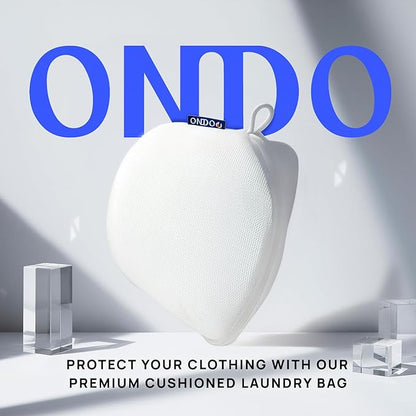 ONDO Premium Mesh Laundry Bag - 3D Cushioned Recycled Polyester - Heavy Duty YKK Zipper - Made in Korea - Medium - White/Grey