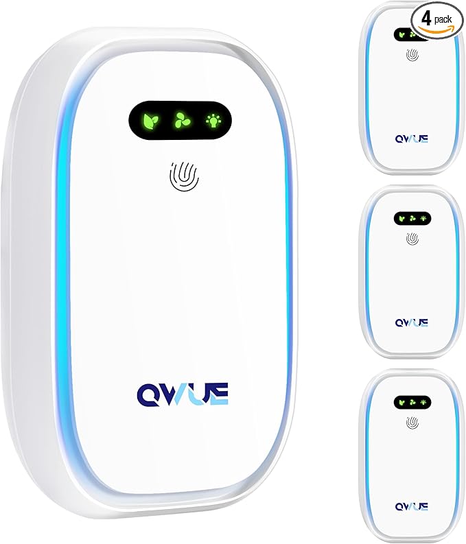 Air Ionizers with Warm Night Light (4 Pack), Plug in Negative Ion Air Purifier, Quiet Air Freshener for Odors, Smoke, Dust, Portable Air Purifiers for Home, Office, Bedroom, Bathroom, Mini Air Cleaner