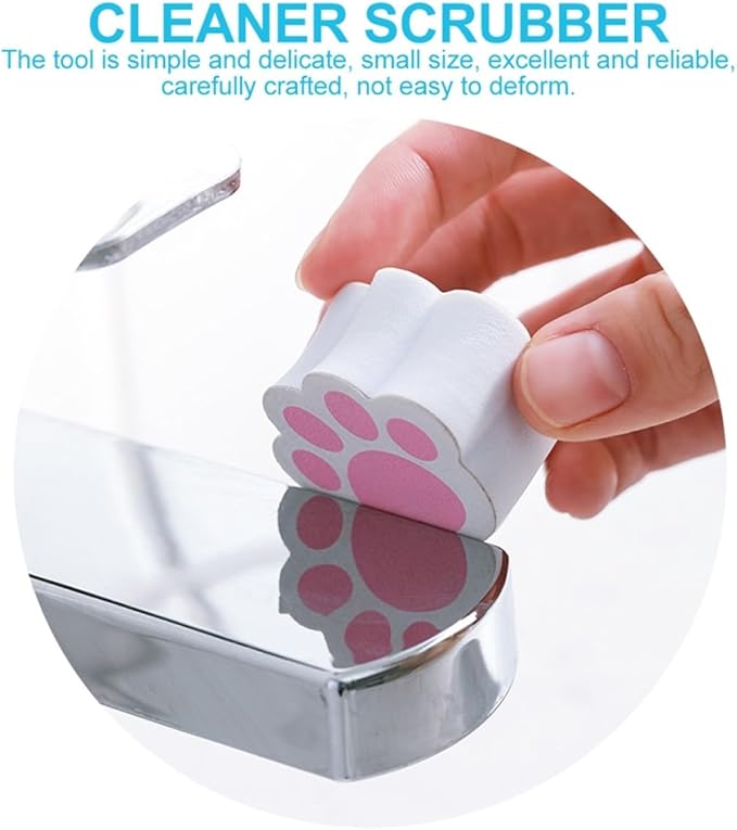 minkissy Cat Claw Sponge Scrubber 2pcs, Cartoon Cat Paw Mirror Cleaner for Bathroom and Window, Multipurpose Non-Scratch Cat-Claw Scrubber for Glass and Faucet Cleaning