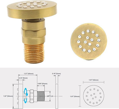 Brass Round Shower Body Spray Jets 4 Pack, HOMEDEC Spa Massage Nozzle 2inch Rain Showerhead Wall Mount Rainfall Shower Head Sprayer, Brushed Gold