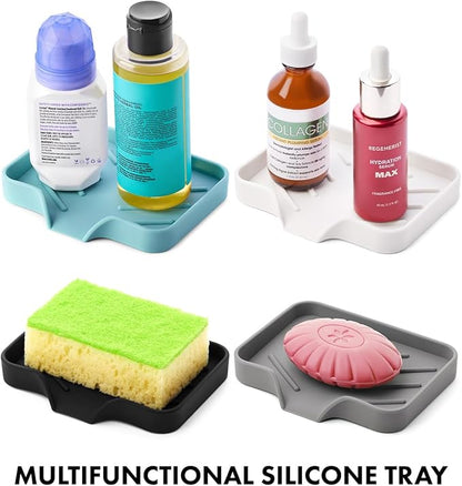Silicone Soap Dish & Tray - Self Draining, Durable Rubber with Drainage - Kitchen & Shower Soap Holder