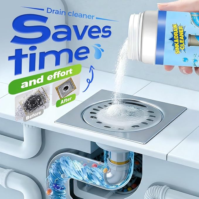 Sink and Drain Cleaner Powder, 2026 New Multi-functional Pipeline Dredging Agent Sink Drain Cleaning Powder for Kitchen,Bathroom,Toilet,Pipe Maintenance (3)