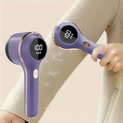 BILIKEYU Electric Portable Sweater Defuzzer Rechargeable Fabric Shaver with LED Digital Display Lint Remover with 3 Speeds and 6 Cutters Sweater Defuzzer to Pilling for Clothes F (Purple, One Size)