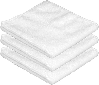 Microfiber Cleaning Cloth, 3 Pcs White11.8 inch x 11.8 inch, Cleaning Rags， Microfiber Cloth, Multi-Functional Cleaning Towels, for Car Detailing, Home, Kitchen (White, 11.4 x 11.4 inch)