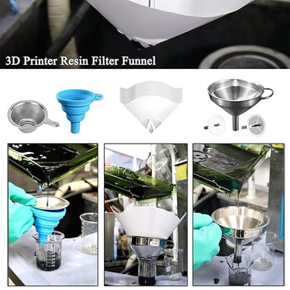 46PCS 3D Printer Accessories, Resin 3D Printer Post-Processing Tool Set with Silicone Mat, Gloves, Resin Funnels, Cleaning and Removal Tool for SLA/DLP Printing