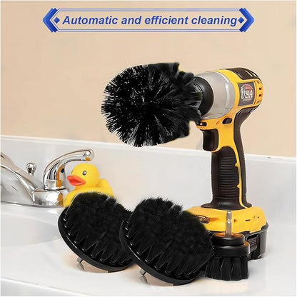 ZIMISI 4PCS Drill Brush Attachment Set, Mult-Purpose Car Wash Brush, Rotary Detailing Brush Set, Car Carpet Cleaner Brushes for Wheel, Grout, Shower, Bathroom, Floor (Black)