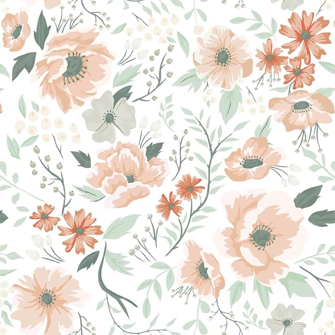 Heroad Brand 16.1"x393" Boho Floral Peel and Stick Wallpaper Retro Flower Contact Paper for Cabinets Waterproof Removable Self Adhesive Drawer Liner Decoration Wall Paper for Walls