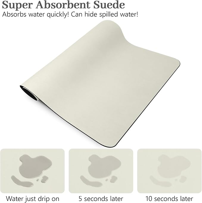 Bloss Coffee Mat / Drying Mat Off White, Absorbent / Hides Stains / Rubber Backed - Dish Drying Mat Fits Under Coffee Maker or Espresso Machine / 16.1"x24.1"