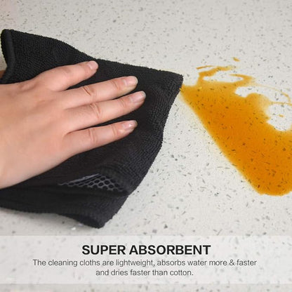SINLAND Microfiber Dish Cloth for Washing Dishes Best Kitchen Washcloth Dish Rags Cleaning Cloths Poly Scour Side Color Assorted 12inchx12inch (Bluex4+whitex4+greyx4+brownx4+blackx4)