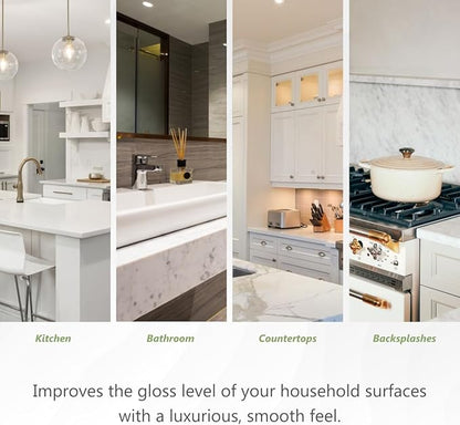 MORE - Stone & Quartz Polish - For Granite, Marble, & Natural Stone Countertops - Spray & Wipe Streak-Free - Water-Based Formula - Marble & Granite Polish - For Indoor & Outdoor Stone - 16 oz