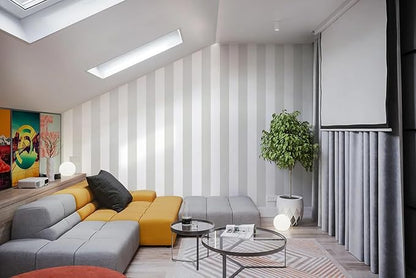 Guvana 17.7"x197" Striped Peel and Stick Wallpaper Grey and White Contact Paper Modern Removable Wallpaper Gray Striped Self-Adhesive Contact Paper for Livingroom Cabinets Decor