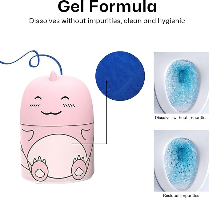 Toilet Bowl Cleaners Automatic Toilet Cleaner for Inside the Bowl Bathroom Toilet Tank Cleaner Dinosaur Shape Design Household with Rope Toulet Cleaning Supplies - Pink Peach Scent