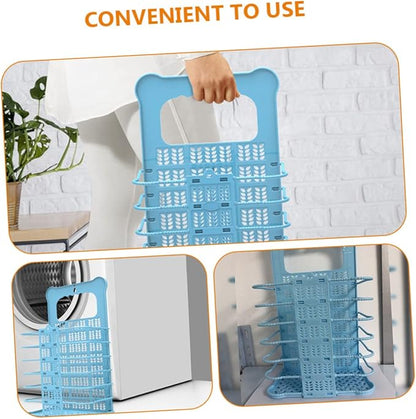 Foldable Laundry Hamper with Handle Large Capacity Clothes Basket Organizer for Bathroom Bedroom Nursery Wall Mountable Storage Space Saving Dirty Clothes Basket