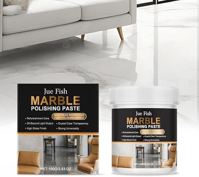 Marble Polishing Paste, Professional Granite & Quartz Cleaner & Sealer for Countertops, Floors, and Walls - Stone Protector with Water Stain & Fingerprint Resistance, 100g ﻿