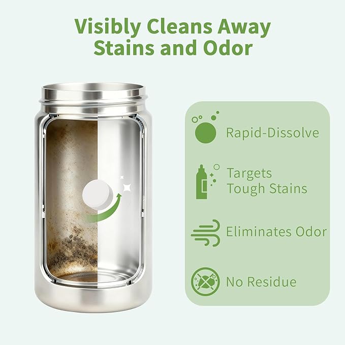 ORIENTLEAF Water Bottle Cleaning Tablets, Water Bottle Cleaner For Stainless Steel, Tumbler, Travel Mugs, Bottle Cleaner Tablets 24 Count