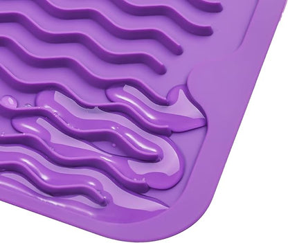 MicoYang Silicone Dish Drying Mat for Multiple Usage,Easy clean,Eco-friendly,Heat-resistant Silicone Mat for Kitchen Counter,Sink,Bar,Bottle,or Cup Purple M 17 inches x 6 inches