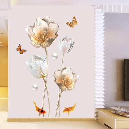3D Wall Stickers DIY Flower Wall Decal Removable Waterproof Wall Art Decor for Bedroom Living Room Offices Home Decoration (Tulip)