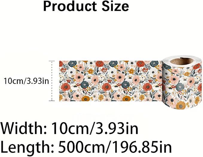 Vintage Rose Wallpaper Border 196x4 Inch Peel and Stick Wall Border Removable Vinyl Wall Trim Elegant Floral Pattern for Kitchen Bathroom Living Room Bedroom Mirror Cabinet Home Decor